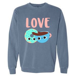 Wo Valentines Day Gift Coffee Donuts Valentines Day Gift Garment-Dyed Sweatshirt