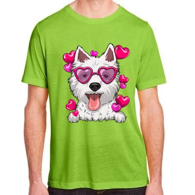 Westie Valentines Day Heart Glasses Funny Dog Lover Cute Gift Adult ChromaSoft Performance T-Shirt