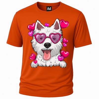 Westie Valentines Day Heart Glasses Funny Dog Lover Cute Gift Cooling Performance Crew T-Shirt