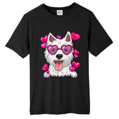 Westie Valentines Day Heart Glasses Funny Dog Lover Cute Gift Tall Fusion ChromaSoft Performance T-Shirt