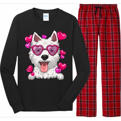 Westie Valentines Day Heart Glasses Funny Dog Lover Cute Gift Long Sleeve Pajama Set