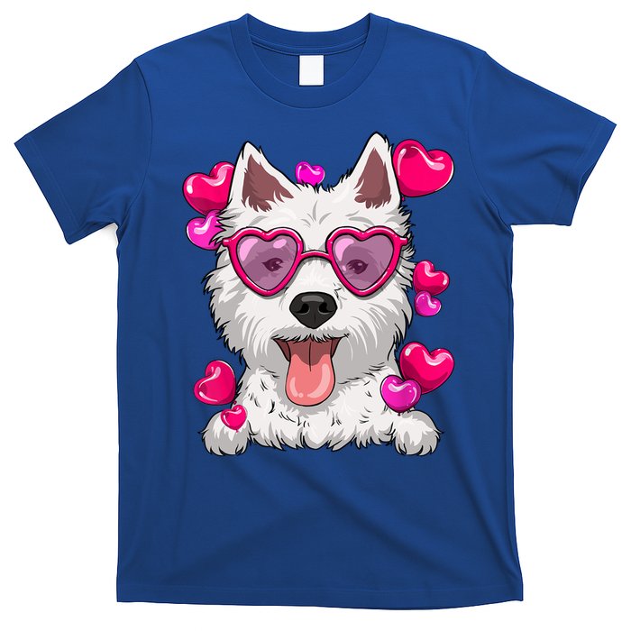 Westie Valentines Day Heart Glasses Funny Dog Lover Cute Gift T-Shirt