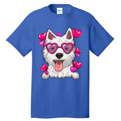 Westie Valentines Day Heart Glasses Funny Dog Lover Cute Gift Tall T-Shirt