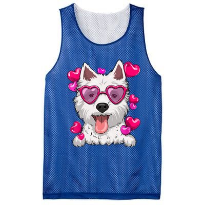 Westie Valentines Day Heart Glasses Funny Dog Lover Cute Gift Mesh Reversible Basketball Jersey Tank