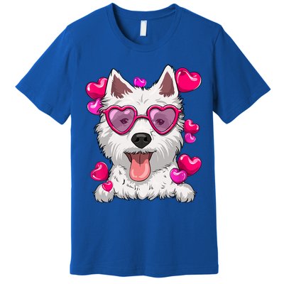 Westie Valentines Day Heart Glasses Funny Dog Lover Cute Gift Premium T-Shirt