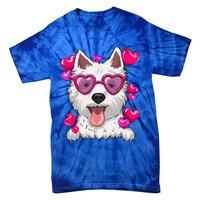 Westie Valentines Day Heart Glasses Funny Dog Lover Cute Gift Tie-Dye T-Shirt