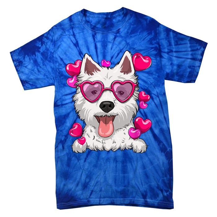 Westie Valentines Day Heart Glasses Funny Dog Lover Cute Gift Tie-Dye T-Shirt