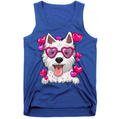 Westie Valentines Day Heart Glasses Funny Dog Lover Cute Gift Tank Top