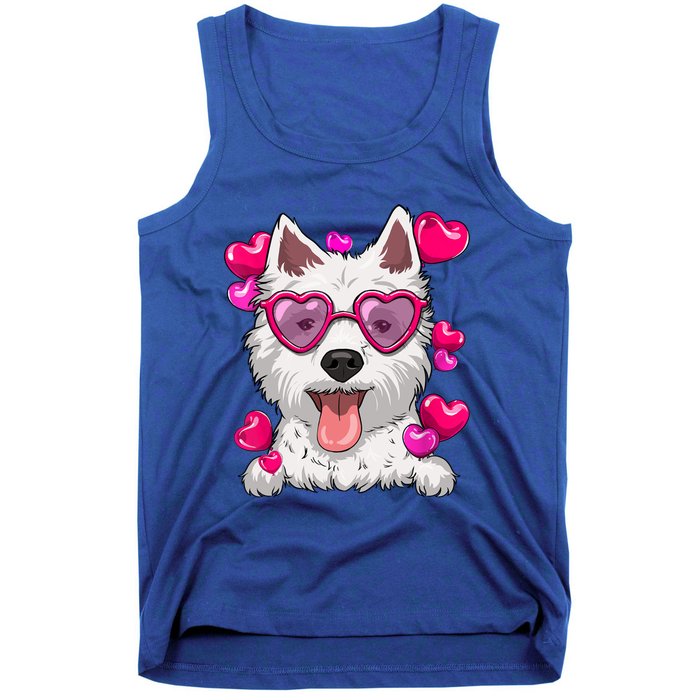 Westie Valentines Day Heart Glasses Funny Dog Lover Cute Gift Tank Top