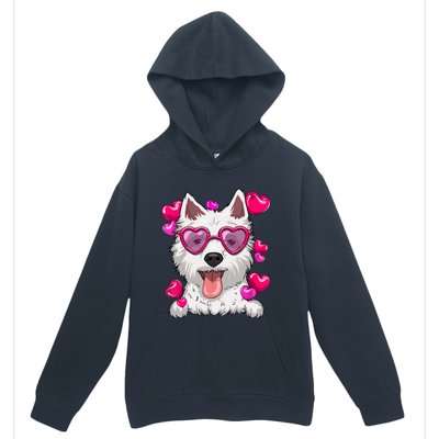 Westie Valentines Day Heart Glasses Funny Dog Lover Cute Gift Urban Pullover Hoodie