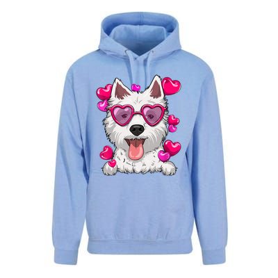 Westie Valentines Day Heart Glasses Funny Dog Lover Cute Gift Unisex Surf Hoodie