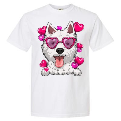 Westie Valentines Day Heart Glasses Funny Dog Lover Cute Gift Garment-Dyed Heavyweight T-Shirt