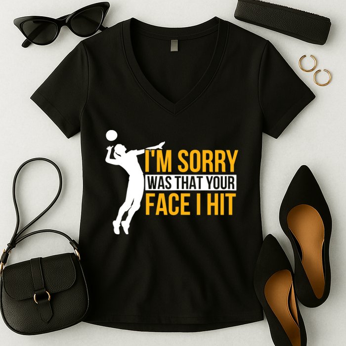 Wo Volleyballer Funny Volleyball Women's V-Neck T-Shirt