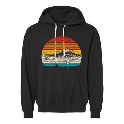 Walleye Vintage Fishing Men Walleye Fisherman Fish Garment-Dyed Fleece Hoodie