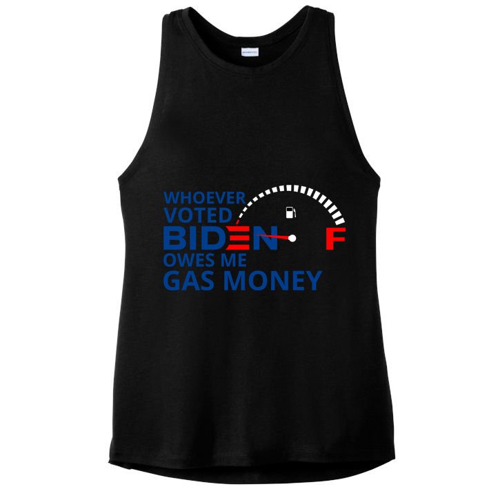 Whoever Voted For Biden Owes Me Gas Money Ladies PosiCharge Tri-Blend Wicking Tank
