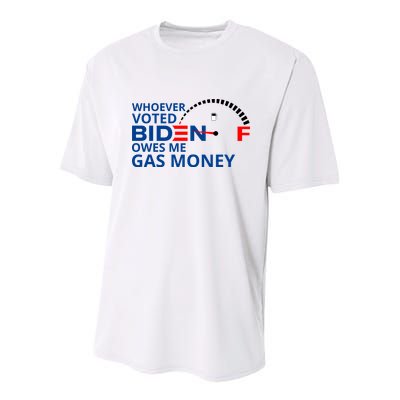 Whoever Voted For Biden Owes Me Gas Money Youth Performance Sprint T-Shirt
