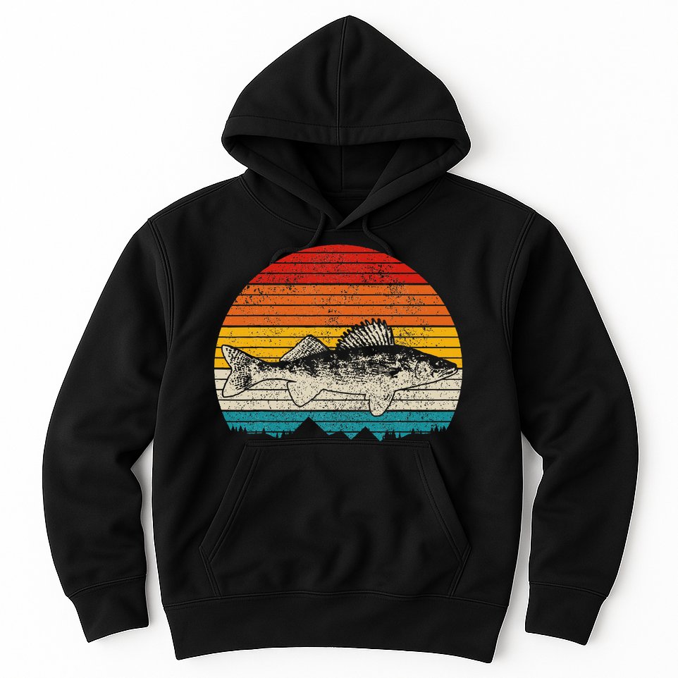 Walleye Vintage Fishing  Walleye Fisherman Fish Hoodie