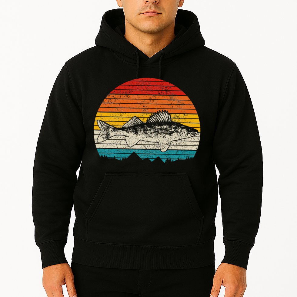 Walleye Vintage Fishing  Walleye Fisherman Fish Hoodie