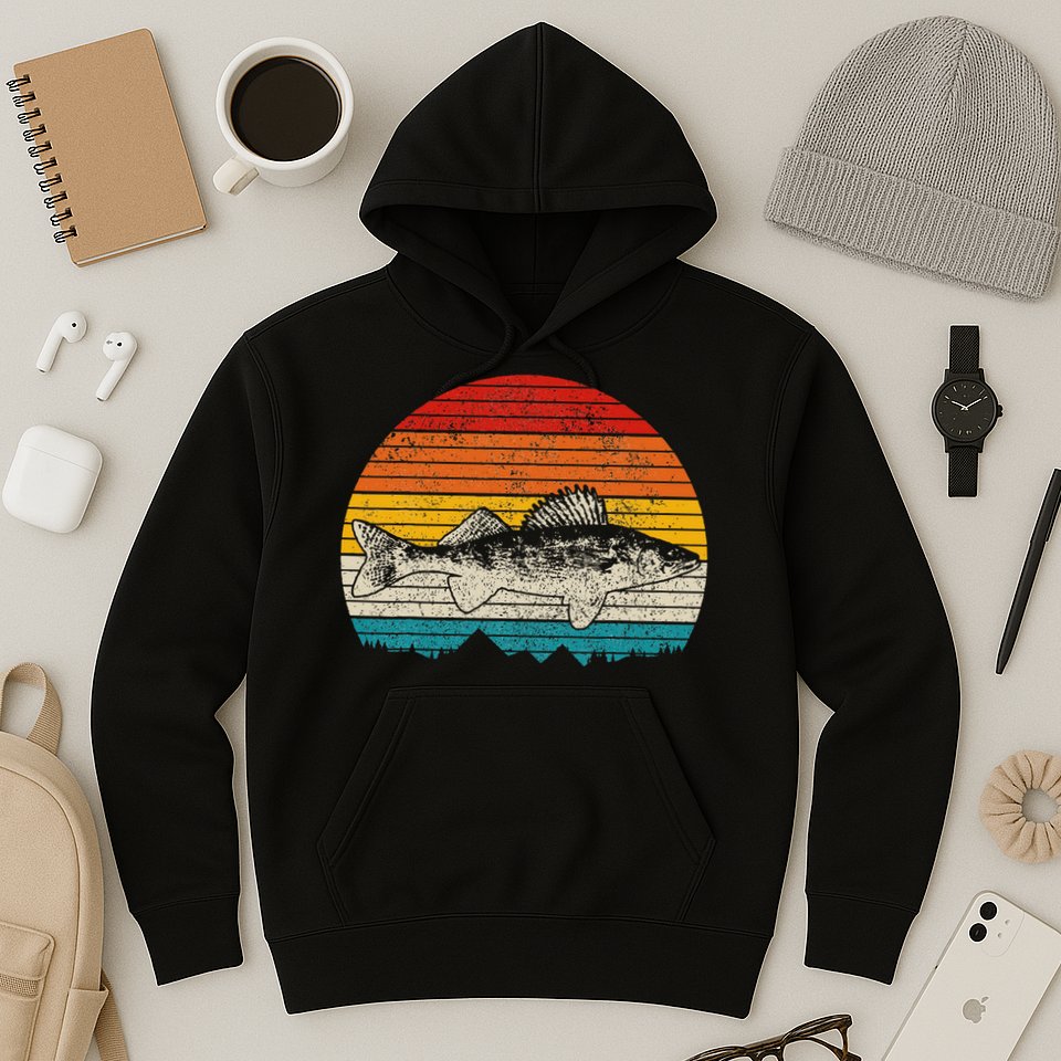 Walleye Vintage Fishing  Walleye Fisherman Fish Hoodie