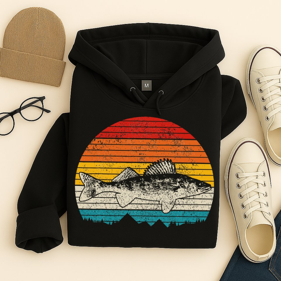 Walleye Vintage Fishing  Walleye Fisherman Fish Hoodie