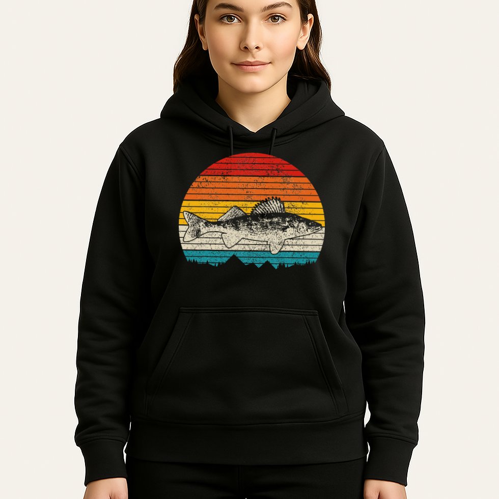 Walleye Vintage Fishing  Walleye Fisherman Fish Hoodie