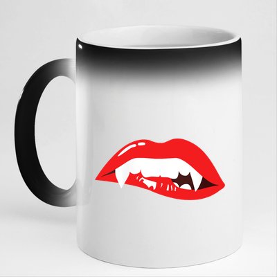 Wo Vampire Gift Sexy Lips Teeth Lazy Halloween Costume Gift 11oz Black Color Changing Mug