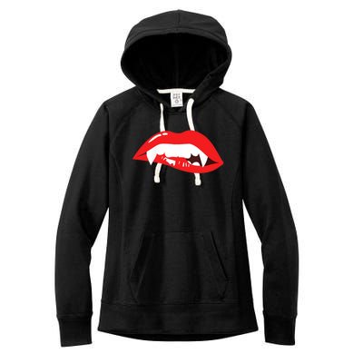 Wo Vampire Gift Sexy Lips Teeth Lazy Halloween Costume Gift Women's Fleece Hoodie