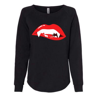 Wo Vampire Gift Sexy Lips Teeth Lazy Halloween Costume Gift Womens California Wash Sweatshirt