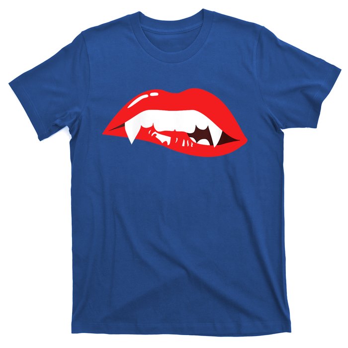 Wo Vampire Gift Sexy Lips Teeth Lazy Halloween Costume Gift T-Shirt