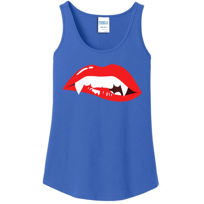 Wo Vampire Gift Sexy Lips Teeth Lazy Halloween Costume Gift Ladies Essential Tank