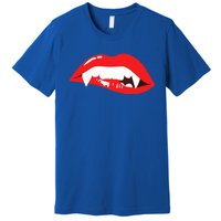 Wo Vampire Gift Sexy Lips Teeth Lazy Halloween Costume Gift Premium T-Shirt