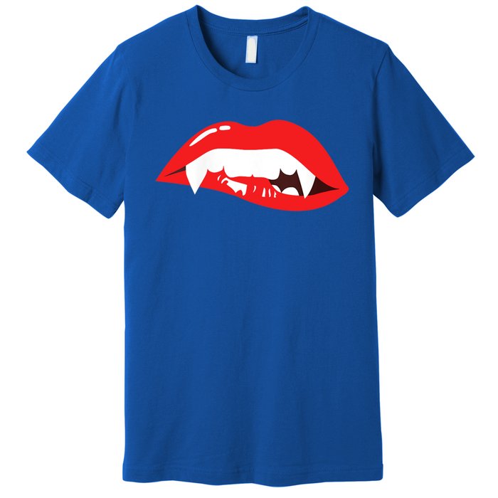 Wo Vampire Gift Sexy Lips Teeth Lazy Halloween Costume Gift Premium T-Shirt