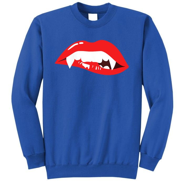 Wo Vampire Gift Sexy Lips Teeth Lazy Halloween Costume Gift Tall Sweatshirt