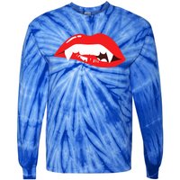 Wo Vampire Gift Sexy Lips Teeth Lazy Halloween Costume Gift Tie-Dye Long Sleeve Shirt