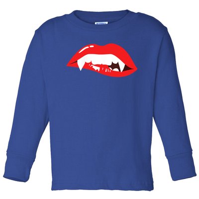 Wo Vampire Gift Sexy Lips Teeth Lazy Halloween Costume Gift Toddler Long Sleeve Shirt