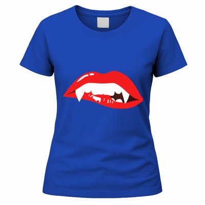 Wo Vampire Gift Sexy Lips Teeth Lazy Halloween Costume Gift Women's T-Shirt