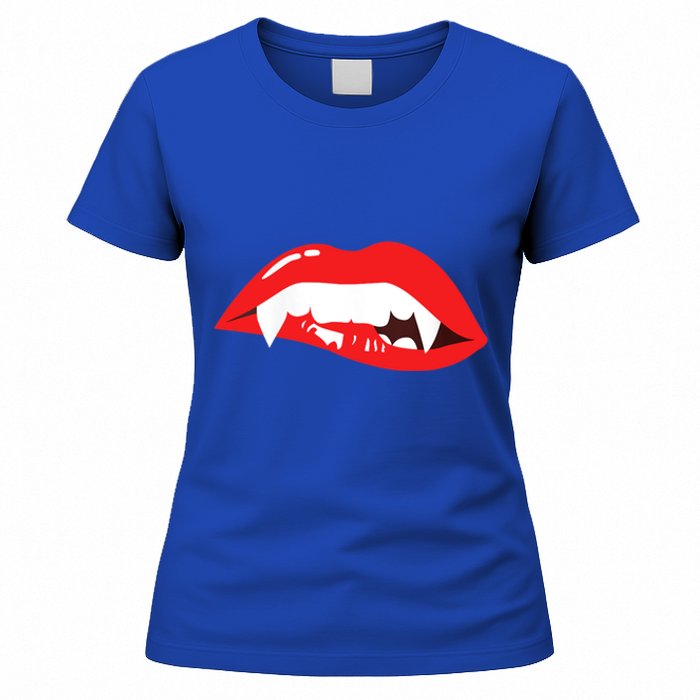 Wo Vampire Gift Sexy Lips Teeth Lazy Halloween Costume Gift Women's T-Shirt