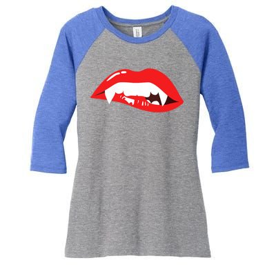 Wo Vampire Gift Sexy Lips Teeth Lazy Halloween Costume Gift Women's Tri-Blend 3/4-Sleeve Raglan Shirt