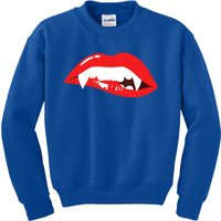 Wo Vampire Gift Sexy Lips Teeth Lazy Halloween Costume Gift Kids Sweatshirt