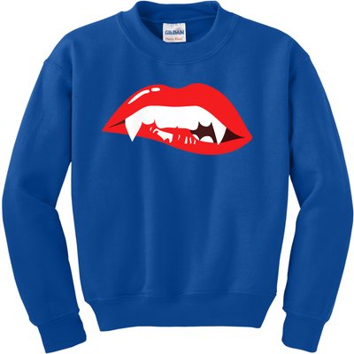 Wo Vampire Gift Sexy Lips Teeth Lazy Halloween Costume Gift Kids Sweatshirt