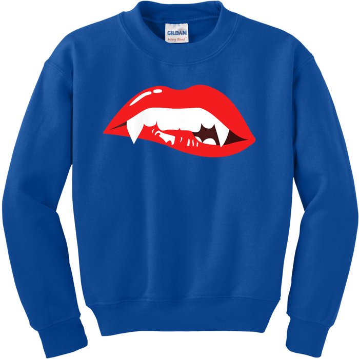 Wo Vampire Gift Sexy Lips Teeth Lazy Halloween Costume Gift Kids Sweatshirt