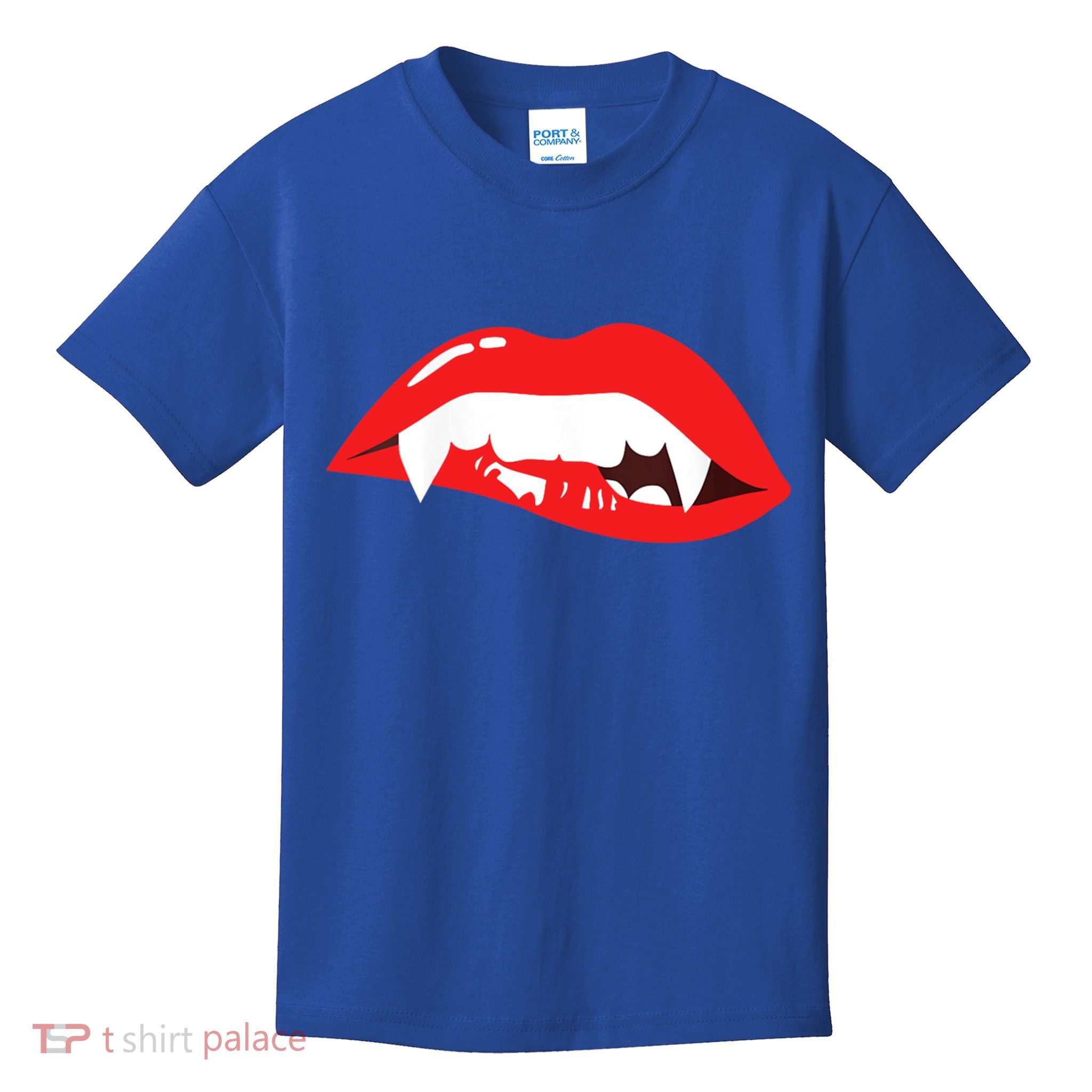 Wo Vampire Gift Sexy Lips Teeth Lazy Halloween Costume Gift Kids T-Shirt