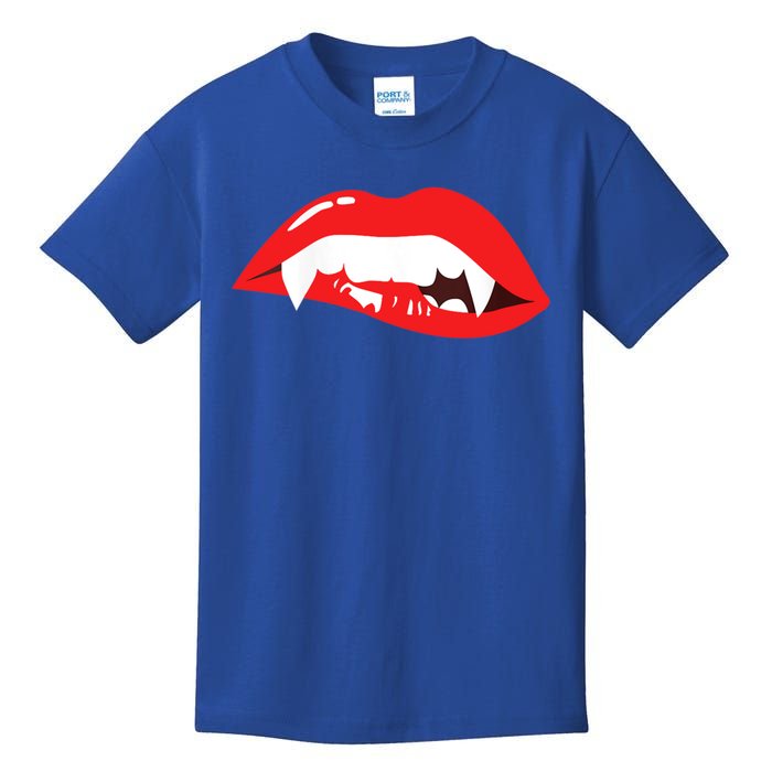 Wo Vampire Gift Sexy Lips Teeth Lazy Halloween Costume Gift Kids T-Shirt