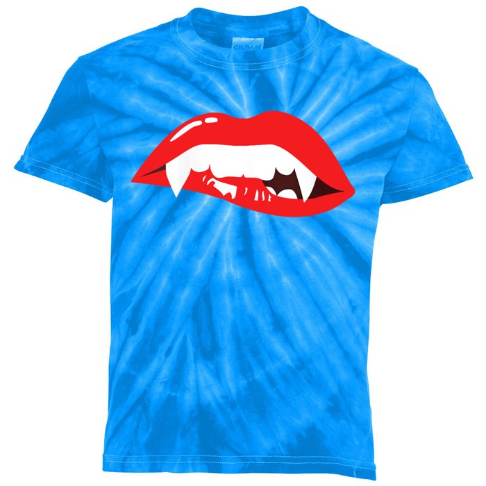 Wo Vampire Gift Sexy Lips Teeth Lazy Halloween Costume Gift Kids Tie-Dye T-Shirt