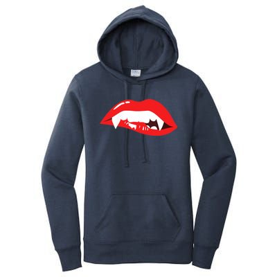 Wo Vampire Gift Sexy Lips Teeth Lazy Halloween Costume Gift Women's Pullover Hoodie