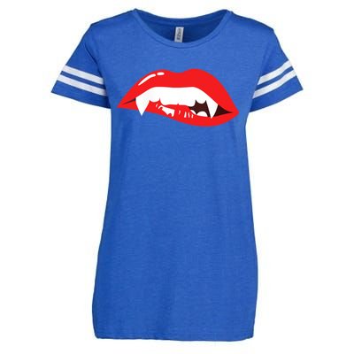 Wo Vampire Gift Sexy Lips Teeth Lazy Halloween Costume Gift Enza Ladies Jersey Football T-Shirt