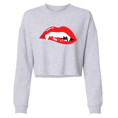 Wo Vampire Gift Sexy Lips Teeth Lazy Halloween Costume Gift Cropped Pullover Crew