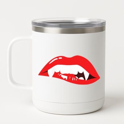 Wo Vampire Gift Sexy Lips Teeth Lazy Halloween Costume Gift 12 oz Stainless Steel Tumbler Cup