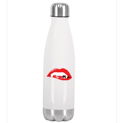 Wo Vampire Gift Sexy Lips Teeth Lazy Halloween Costume Gift Stainless Steel Insulated Water Bottle