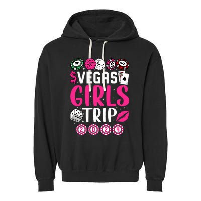 Wo Vegas Girl Trip 2024 Wo Girl Weekend Garment-Dyed Fleece Hoodie